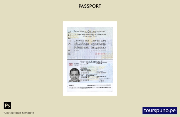 Listo para imprimir la plantilla actual del pasaporte de Ucrania